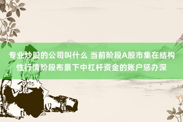 专业炒股的公司叫什么 当前阶段A股市集在结构性行情阶段布景下中杠杆资金的账户惩办深