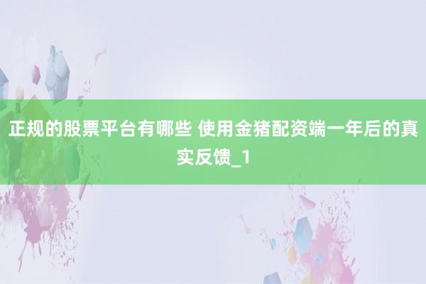 正规的股票平台有哪些 使用金猪配资端一年后的真实反馈_1
